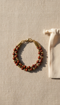 Bracelet double rangs jaspe rouge et laiton doré
