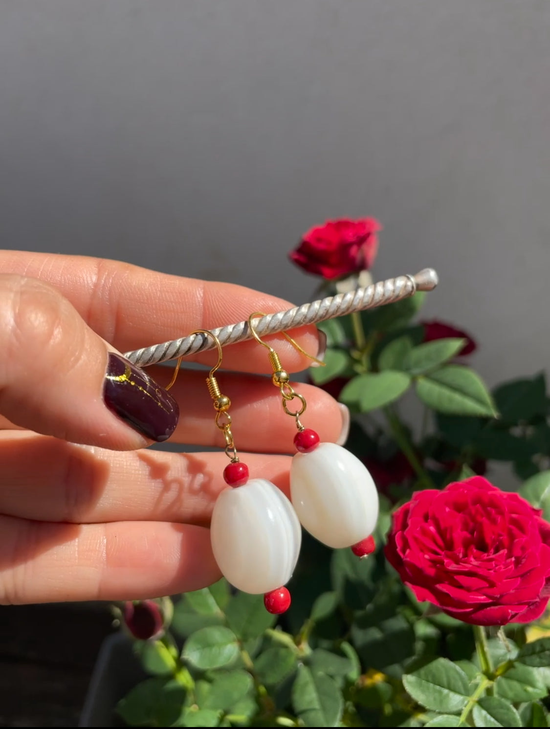 Boucles d’oreilles en agate blanche