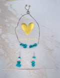 Parure bracelet et boucles en turquoise et cristal