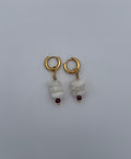 Boucles d’oreilles agate blanche, grenat