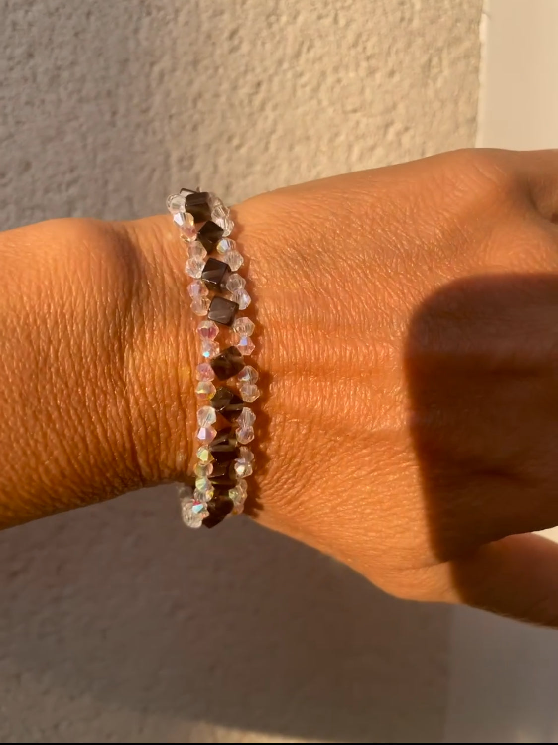 Bracelet obsidienne et cristalblanc